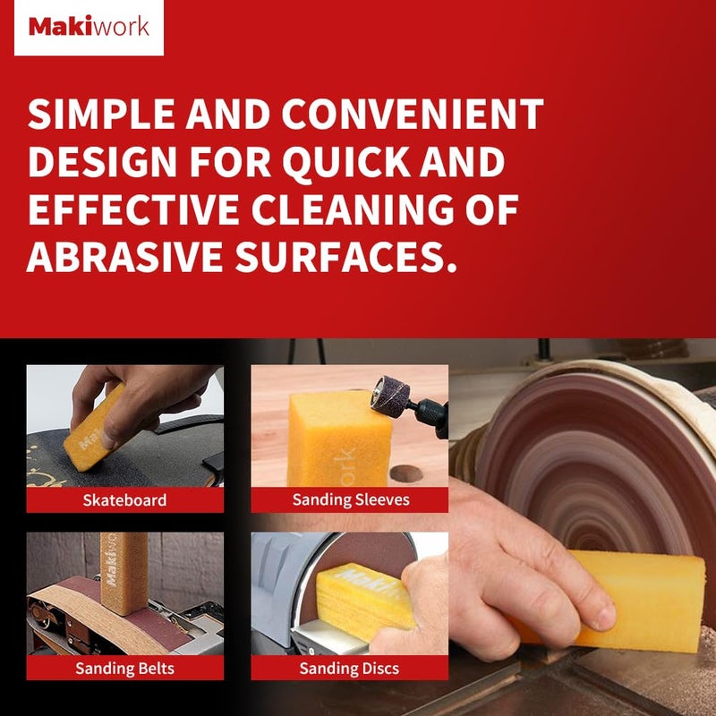 makiwork 8" x 1-1/2" x 1-1/2" Abrasive Cleaning Eraser Stick for Sanding Belts Sanding Discs Paper Skateboards - Natural Rubber Eraser Stick - Image 2